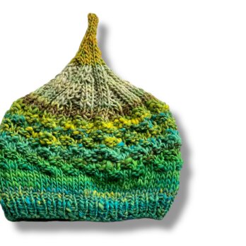 １点限定！　新作2025どんぐりニット帽子　野呂英作毛糸使用　グリーンミックス