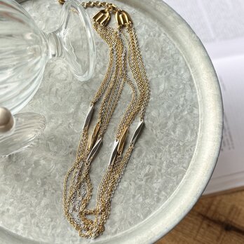 NM57-【MONET】モネ・ヴィンテージネックレス Gold & Silver Tone Triple Chain