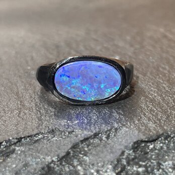 ボルダーオパール　3.1ct　OV　BK印台　シルバーSV925リング