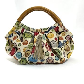 (送料込)ボタン柄ゴブランプチバッグ