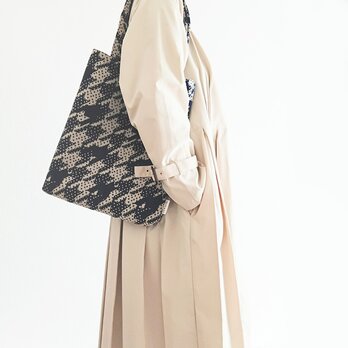 A4サイズ トートバッグ 千鳥格子 ハウンドトゥース ジャガード織り