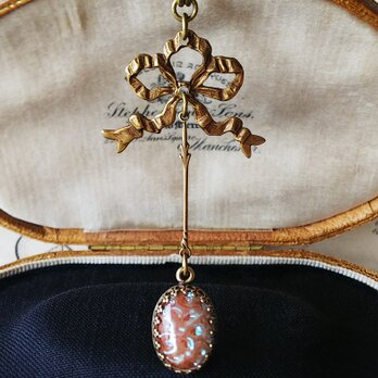 アンティークサフィレット(14×10㎜)　クラシカルRibbonネックレス