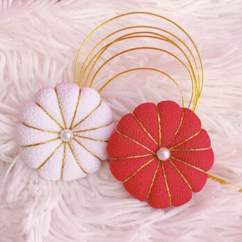玉☆梅の花☆菊の花☆3点セット☆お祭り髪飾り☆水引髪飾り☆七五三髪飾り☆夏祭り☆成人式髪飾り☆結婚式☆浴衣ヘア☆御神輿☆祇園祭☆