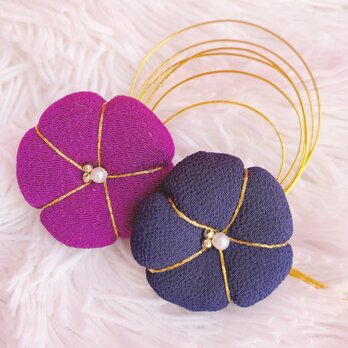 玉☆梅の花☆菊の花☆3点セット☆お祭り髪飾り☆水引髪飾り☆七五三髪飾り☆夏祭り☆成人式髪飾り☆結婚式☆浴衣ヘア☆御神輿☆祇園祭