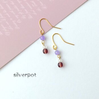 【SALE】G60④【1点のみ】カルセドニーのプチスイング♪～パープルのピアス（パーツ変更可能）