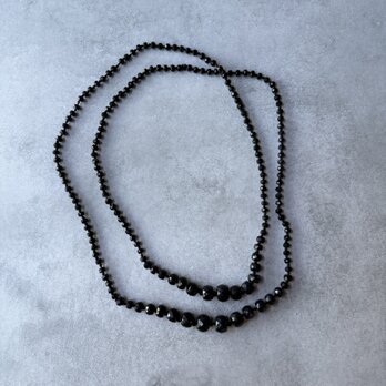 248 アンティーク 闇に咲く光 – フレンチジェットロングネックレス