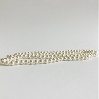 ガラスパール2Wayオールノットロングネックレス/約7mm約90cm/Lt.ホワイトベージュ/made in japan