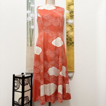 絞り着物プリンセスラインワンピース