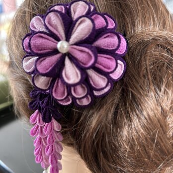 紫グラデーションの半クス髪飾りセット / Purple Gradation Half-Kusu Kanzashi Set