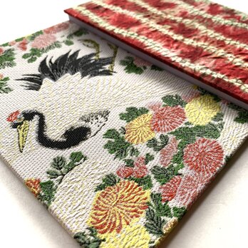 『菊に鶴』　窪俊満　美術名画御朱印帳　B6大判　菊　鶴　高貴　格式　長寿　幸福　御朱印帳　膨れ織　絹織物　シルク　桐生織