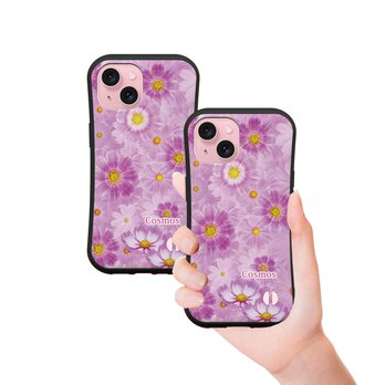 グリップケース iPhoneケース【シック調コスモス】(名入れ可)