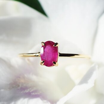 ルビーのオーバルカットリング・ヴェルメイユ・各サイズ・縦横選択可　～牡丹