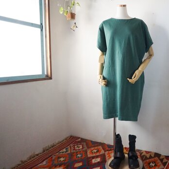 ミニ裏毛ドルマンスリーブワンピース(モスグリン)