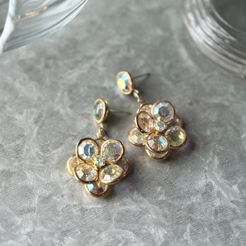 PM49-【 Monet 】モネ・ヴィンテージピアス 1970〜80s Aurora Crystal Flower