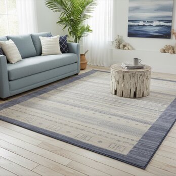 近日入荷】ガゼニラハット　ウール　ラグ　200x147㎝　P-SP12　アイボリー　SilverGray