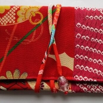８４９０   絞りと縮緬の着物で作った和風財布・ポーチ