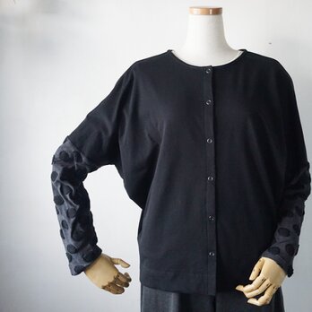 ドルマンスリーブのカーディガン（ミニ裏毛BLACK）