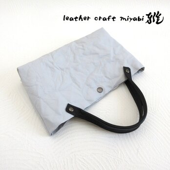 小さくても収納抜群♪《牛革》三角マチのレクタングル☆ミニトート・ウォッシャブルグレー・0651