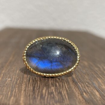 ラブラドライト　オーバルカボション　オーロラの夜　シルバーSV925製リング