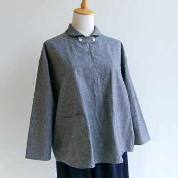 国産ダンガリー生地のプルオーバーシャツ