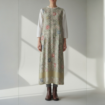 タックスカート　ワンピース【送料込み】着物リメイク　グリーン