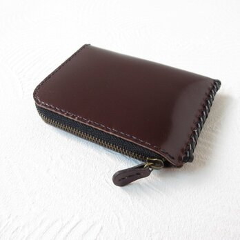 《牛革》Ｌ字ファスナー・コインケース・チョコ・ガラススムース・0470