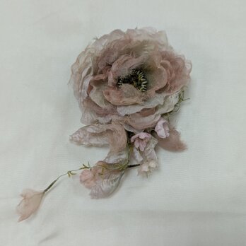 布花 ちりちり花びらのコサージュピンク（小）/ 00132