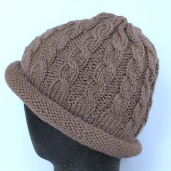 草木染毛糸の手編み帽子　ＡＤ-341