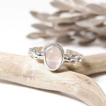 ～光の条線～ローズクォーツの粒飾りリング　約11.5号 天然石アクセサリー　指輪　一点物