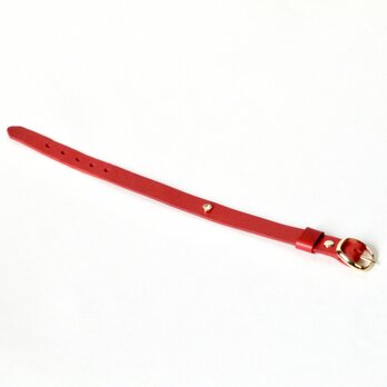 イタリア革ブッテーロの猫ちゃんの首輪（赤）