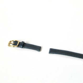 イタリア革ブッテーロの腕時計ベルト（ブルー、ネイビーに近い色）