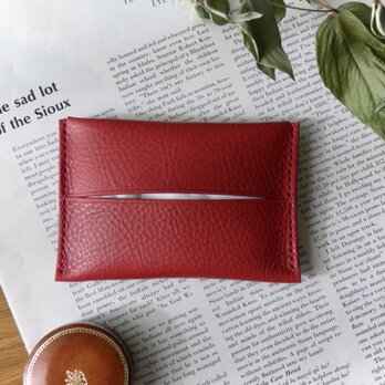 イタリア革のポケットティッシュケース/赤