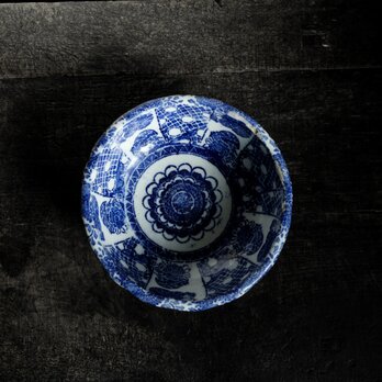 【金継ぎ用に】見込みに花文様◆伊万里 印判六寸鉢 骨董/antiques 碗 明治期【ニュー・削げ有り】