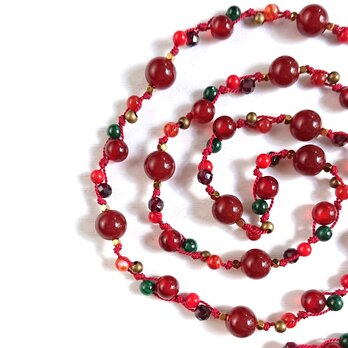 赤い実 ロングネックレス　Y-2106