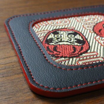 【送料無料】福を呼ぶ縁起物！コロンと可愛いだるま柄の畳縁コースター｜アクセサリーや小物置き、印鑑マット