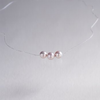 湖水真珠トリプルパールネックレス 色：ライラックピンク プラチナPt850