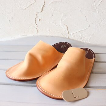 レザースリッパ Lサイズ イタリアンヌメ ナチュラル ハンドメイド 102717