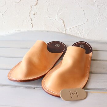 レザースリッパ Mサイズ イタリアンヌメ ナチュラル ハンドメイド 102718