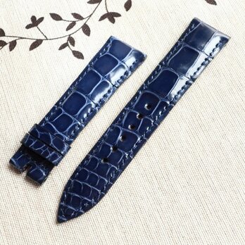 腕時計ベルト 20-18mm クロコダイル ネイビーブルー #207