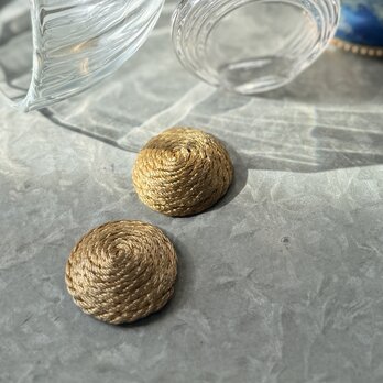 Y1203-ヴィンテージイヤリング U.S.A. 1960〜70's Gold Tone Domed Woven Spiral