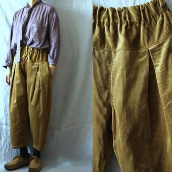 【受注制作】4色/ヘビーコーデュロイ　半端丈タックパンツ
