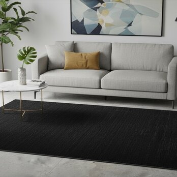 近日入荷】冬は暖かく夏は涼しい　肌ざわり最高　ガゼニラハットCollar　ラグ　193x138㎝　Black