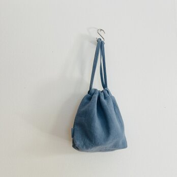 天日干しリネン巾着　　ブルーグレー
