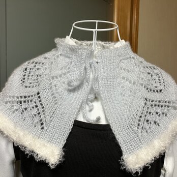 ニュアンスモヘアつけ襟(手編み)