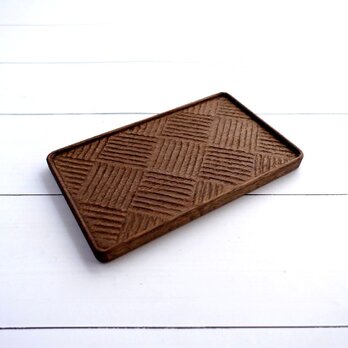 【ご予約商品】木彫トレイ 楢(ナラ) 栗渋染め　2個組