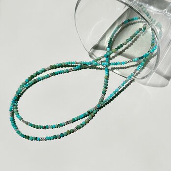 ターコイズ ロングネックレス SV925+カレンシルバー 長さ変更可能 / 3way  2連＆ブレスレット