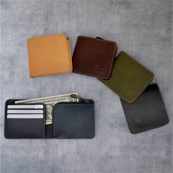 【Reprise】Ｌ型コインケース付二つ折りレザーウォレット（ハンドメイド／コンパクト／薄型／裏地付／ギフト対応）