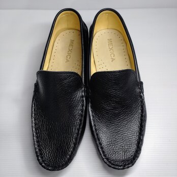 ◇本革ローファー◇無料サイズオーダー◇受注生産◇本革◇ブラック◇色変更無料◇ラバーソール仕様◇