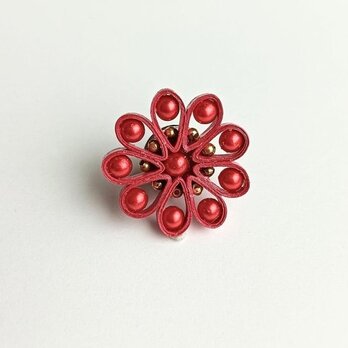 軽い紙アートブローチ・赤　お花のような大人のアクセサリー　誕生日や還暦クリスマス記念日のプレゼントにもおすすめのコピー