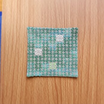 コースター　四ツ葉　緑ムラ染め③